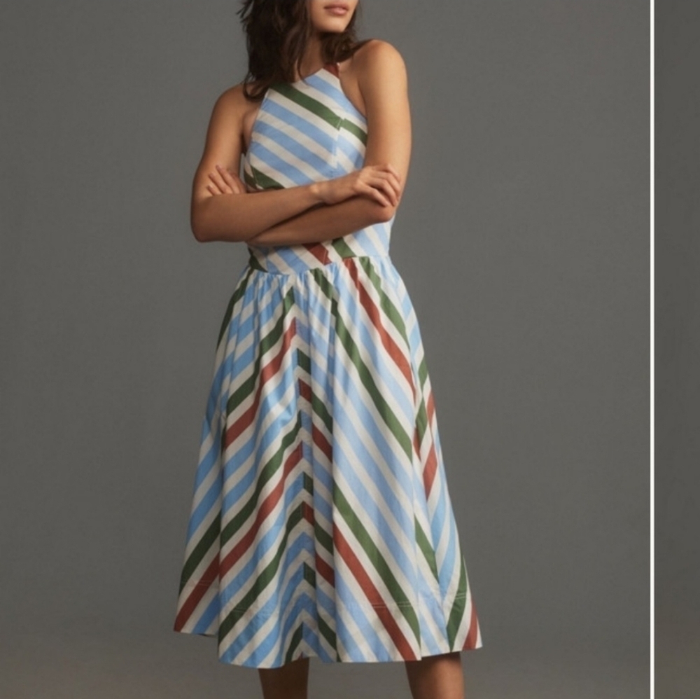 Anthropologie Maeve NWTs Halter Midi Sundress